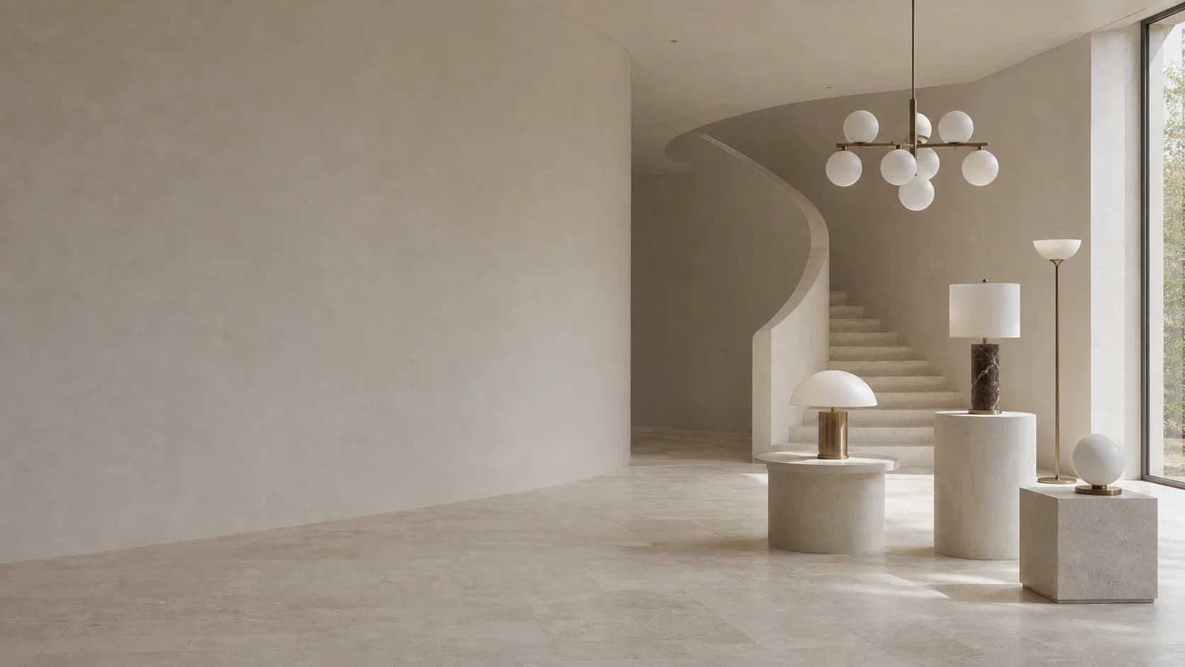 Sculptural lighting studio in natural daylight