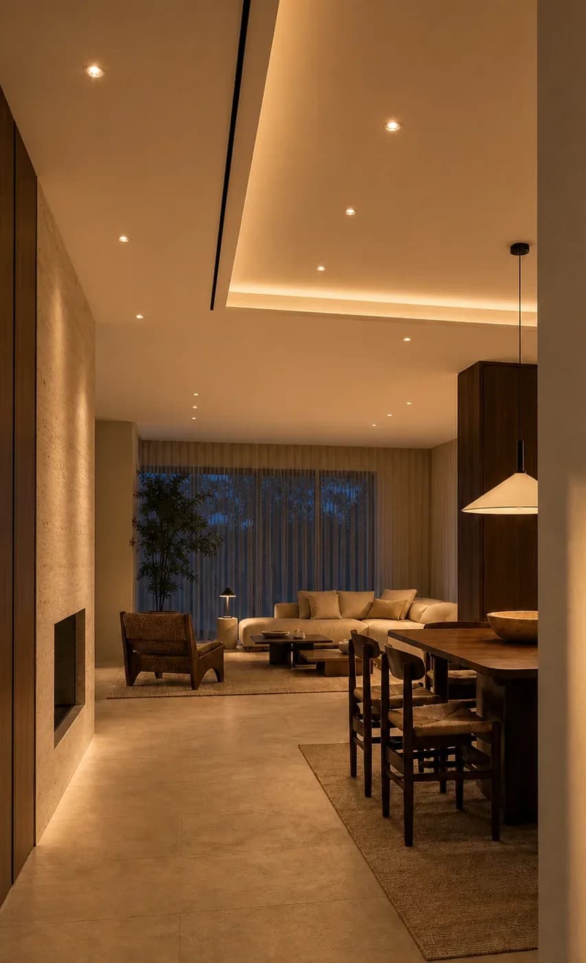 Evening lighting scene from the Smart Lighting & Automation collection